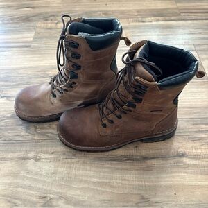Men's Brown Leather Lace-Up Boots steel toe